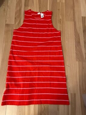 GAP Red and pink Striped Sleeveless Shift Dress